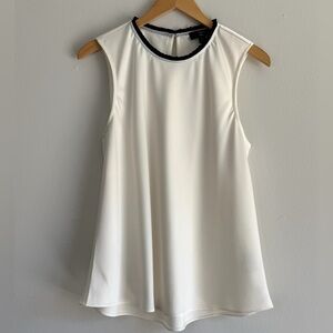 NEW J. Crew 365 Ivory Ruffle Neck Shell in Satin Crepe
